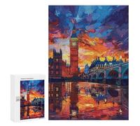 Puzzle 300 PCS London Sunset Reflections-1 Puzzles pour Adolescents - Anti-Stress - Défi Éducatif - Idée Cadeau Et Anniversaire Unique 300 PCS
