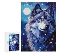 Puzzle 300 PCS Moon Wolf Retro Pixel Art Puzzles pour Adultes, Jouet, Décoration Murale, Motif À Assembler, Idéal comme Cadeau pour Toute La Famille 300 PCS