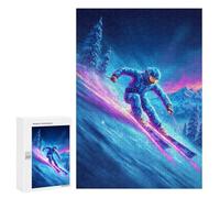 Puzzle 300 PCS Neon Ski Night Adventure-1 Puzzles pour Adultes - Cadeau d'anniversaire - Jeu Difficile Et Stimulant - Cadeaux