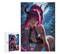 Puzzle 300 PCS Pink-Haired Demon Girl Puzzles pour Adolescents Course De Vitesse Manuelle Activités Amusantes À La Maison Jeu Stimulant Et Jeu en Famille 300 PCS