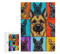 Puzzle 300 PCS Pop Art German Shepherd Puzzles pour Adultes Jouets Anti-Stress Vacances À La Maison Tuer Le Temps Faire Travailler Le Cerveau 300 PCS