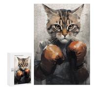 Puzzle 300 PCS pour Adolescentes Cat Boxing Red Gloves Puzzle pour Adultes, Jouet, Décoration Murale, Cadeaux pour Femmes, Cadeaux Uniques pour Anniversaire Et Noël 300 PCS
