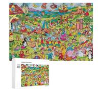 Puzzle 300 PCS pour Adolescentes Children's Fairy Tale Characters in A Village Scene Puzzles pour Adolescentes Jeux Amusants Assemblage De Motifs Aide À Exercer Le Cerveau 300 PCS