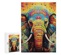 Puzzle 300 PCS pour Adolescentes Colorful Elephant Artwork-16 Puzzles pour Adolescentes Jeux Amusants Assemblage De Motifs Aide À Exercer Le Cerveau 300 PCS