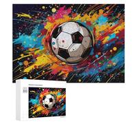 Puzzle 300 PCS pour Adolescentes Colorful Soccer Ball Artwork -13 Puzzles pour Adolescentes Jeux Amusants Assemblage De Motifs Aide À Exercer Le Cerveau 300 PCS