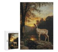 Puzzle 300 PCS pour Adolescentes Deer at Sunset Puzzle pour Adultes, Jouet, Décoration Murale, Cadeaux pour Femmes, Cadeaux Uniques pour Anniversaire Et Noël 300 PCS