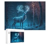 Puzzle 300 PCS pour Adolescentes Enchanted Winter Forest with Glowing Deer Puzzles pour Adolescentes Jeux Amusants Assemblage De Motifs Aide À Exercer Le Cerveau 300 PCS