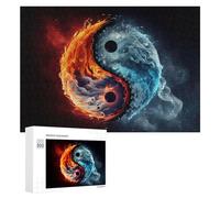 Puzzle 300 PCS pour Adolescentes Flame and Ice Yin-Yang Symbol -1 Puzzles pour Adolescentes Jeux Amusants Assemblage De Motifs Aide À Exercer Le Cerveau 300 PCS