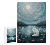 Puzzle 300 PCS pour Adolescentes Fox, Ghosts, and Moonlit Landscape Painting Puzzle pour Adultes, Jouet, Décoration Murale, Cadeaux pour Femmes, Cadeaux Uniques pour Anniversaire Et Noël 300 PCS