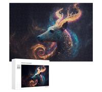 Puzzle 300 PCS pour Adolescentes Galactic Deer Cosmic Artwork -5 Puzzles pour Adolescentes Jeux Amusants Assemblage De Motifs Aide À Exercer Le Cerveau 300 PCS