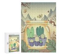 Puzzle 300 PCS pour Adolescentes Japanese Cactus Vintage Puzzle pour Adultes, Jouet, Décoration Murale, Cadeaux pour Femmes, Cadeaux Uniques pour Anniversaire Et Noël 300 PCS