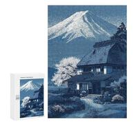 Puzzle 300 PCS pour Adolescentes Japanese House with Mount Fuji Puzzle pour Adultes, Jouet, Décoration Murale, Cadeaux pour Femmes, Cadeaux Uniques pour Anniversaire Et Noël 300 PCS