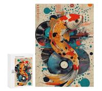 Puzzle 300 PCS pour Adolescentes Koi Fish & Vinyl Vibrant Koi Fish Pop Art Unique Aquatic Decor Puzzle pour Adultes, Jouet, Décoration Murale, Cadeaux pour Femmes, Cadeaux Uniques pour Anniversa