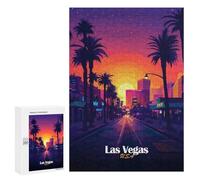 Puzzle 300 PCS pour Adolescentes Las Vegas Sunset Cityscape Puzzle pour Adultes, Jouet, Décoration Murale, Cadeaux pour Femmes, Cadeaux Uniques pour Anniversaire Et Noël 300 PCS