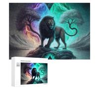 Puzzle 300 PCS pour Adolescentes Lion of Fire and Ice Puzzles pour Adolescentes Jeux Amusants Assemblage De Motifs Aide À Exercer Le Cerveau 300 PCS