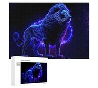 Puzzle 300 PCS pour Adolescentes Neon Lion Digital Artwork -1 Puzzles pour Adolescentes Jeux Amusants Assemblage De Motifs Aide À Exercer Le Cerveau 300 PCS