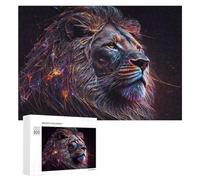 Puzzle 300 PCS pour Adolescentes Neon Lion Digital Artwork Puzzles pour Adolescentes Jeux Amusants Assemblage De Motifs Aide À Exercer Le Cerveau 300 PCS