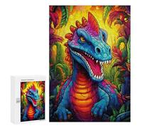 Puzzle 300 PCS pour Adolescentes Rainbow Dinosaur in Jungle Puzzles pour Adolescentes Jeux Amusants Assemblage De Motifs Aide À Exercer Le Cerveau 300 PCS