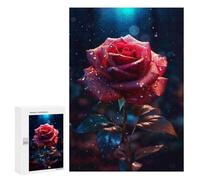 Puzzle 300 PCS pour Adolescentes Rainy Red Rose Flower Puzzle pour Adultes, Jouet, Décoration Murale, Cadeaux pour Femmes, Cadeaux Uniques pour Anniversaire Et Noël 300 PCS