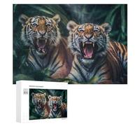 Puzzle 300 PCS pour Adolescentes Roaring Tigers in The Jungle Puzzles pour Adolescentes Jeux Amusants Assemblage De Motifs Aide À Exercer Le Cerveau 300 PCS