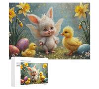 Puzzle 300 PCS pour Adolescentes Spring Fantasy Cute Bunny with Ducklings Puzzles pour Adolescentes Jeux Amusants Assemblage De Motifs Aide À Exercer Le Cerveau 300 PCS