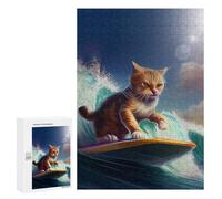 Puzzle 300 PCS pour Adolescentes Surfing Cat Adventure Puzzle pour Adultes, Jouet, Décoration Murale, Cadeaux pour Femmes, Cadeaux Uniques pour Anniversaire Et Noël 300 PCS