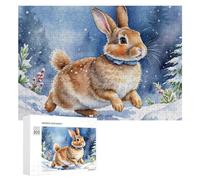Puzzle 300 PCS pour Adolescentes Winter Bunny in Snowscape Puzzles pour Adolescentes Jeux Amusants Assemblage De Motifs Aide À Exercer Le Cerveau 300 PCS