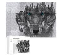 Puzzle 300 PCS pour Adolescentes Wolf Reflection Nature's Artistry Puzzles pour Adolescentes Jeux Amusants Assemblage De Motifs Aide À Exercer Le Cerveau 300 PCS