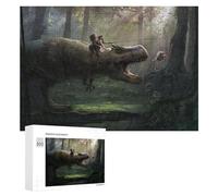 Puzzle 300 PCS pour Adolescents Amazon Rainforest Adventure with T-Rex Puzzles pour Adultes Jeu Familial Course De Vitesse Manuelle Cadeaux Anti-Stress 300 PCS