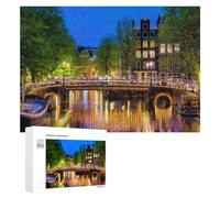 Puzzle 300 PCS pour Adolescents Amsterdam Night Canal Scene Puzzle pour Adultes Jeu De Réflexion, Analyse Et Logique, Idéal comme Cadeau 300 PCS