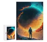 Puzzle 300 PCS pour Adolescents Astronaut Gazing at Fiery Planet Puzzle Jeux De Famille Assemblage De Motifs Cadeaux Uniques pour Anniversaire Et Noël 300 PCS