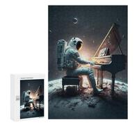 Puzzle 300 PCS pour Adolescents Astronaut Playing Piano in Space Puzzles pour Adultes Jeux De Détente Décoration Intérieure Cadeaux Uniques pour Anniversaire Et Noël 300 PCS