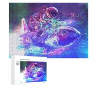 Puzzle 300 PCS pour Adolescents Astronaut Riding Motorcycle in Space Puzzle pour Adultes Jeu De Réflexion, Analyse Et Logique, Idéal comme Cadeau 300 PCS