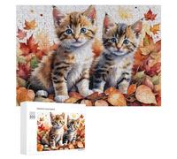 Puzzle 300 PCS pour Adolescents Autumn Kitten Pair-1 Puzzles pour Adultes Jeu Familial Course De Vitesse Manuelle Cadeaux Anti-Stress 300 PCS