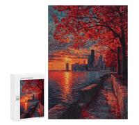 Puzzle 300 PCS pour Adolescents Autumn Sunset in City-2 Puzzles pour Adultes : Améliorent La Mémoire, Difficiles Et Stimulants, Cadeaux De Noël Et d'anniversaire 300 PCS