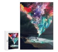 Puzzle 300 PCS pour Adolescents Beach Dreamscape with Cosmic Sky Puzzles pour Adultes Jeux De Détente Décoration Parfaite Interaction Parent-Enfant 300 PCS
