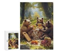 Puzzle 300 PCS pour Adolescents Bears Picnic in The Woods Puzzle Adulte Jeu Manuel Décoration Intérieure Cadeaux Uniques pour Anniversaire Et Noël 300 PCS