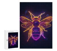 Puzzle 300 PCS pour Adolescents Bee Insect Neon Puzzle Adulte Jeu Manuel Décoration Intérieure Cadeaux Uniques pour Anniversaire Et Noël 300 PCS