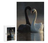 Puzzle 300 PCS pour Adolescents Black and White Swans in Love Casse-têtes pour Adolescents Analyse Et Logique Interaction Parent-Enfant Jeux Stimulants Jouets 300 PCS