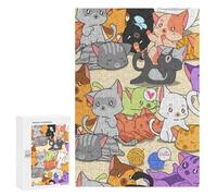 Puzzle 300 PCS pour Adolescents Black Cats Cute Rainbow Puzzle pour Adultes Jouets Anti-Stress Difficile Idéal comme Cadeau 300 PCS