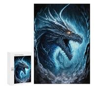 Puzzle 300 PCS pour Adolescents Blue Ice Dragon Fantasy Artwork Puzzle pour Adolescents Améliore La Mémoire Défi À Compléter Amusant en Famille Et Soirée Jeux 300 PCS