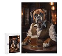Puzzle 300 PCS pour Adolescents Boxer Dog in The Pub Puzzle Adulte Jeu Manuel Décoration Intérieure Cadeaux Uniques pour Anniversaire Et Noël 300 PCS