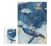 Puzzle 300 PCS pour Adolescents Boy Riding Whale Starry Sky Jeux De Puzzle Relaxants, Défi Difficile, Cadeaux Uniques pour Anniversaire Et Noël 300 PCS
