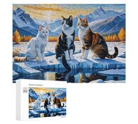Puzzle 300 PCS pour Adolescents Cats in Winter Wonderland Puzzle pour Adultes Jeu De Réflexion, Analyse Et Logique, Idéal comme Cadeau 300 PCS