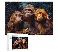 Puzzle 300 PCS pour Adolescents Chimpanzee Trio in Cosmic Light Puzzle pour Adultes Jeu De Réflexion, Analyse Et Logique, Idéal comme Cadeau 300 PCS