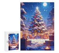 Puzzle 300 PCS pour Adolescents Christmas Night Village Scene Puzzle pour Adolescents Améliore La Mémoire Défi À Compléter Amusant en Famille Et Soirée Jeux 300 PCS