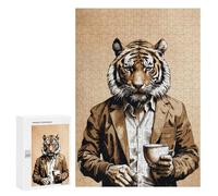 Puzzle 300 PCS pour Adolescents Coffee Tiger Puzzle pour Adultes Jouets Anti-Stress Difficile Idéal comme Cadeau 300 PCS