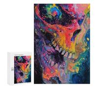 Puzzle 300 PCS pour Adolescents Colorful Abstract Skull Painting Puzzles pour Adultes : Améliorent La Mémoire, Difficiles Et Stimulants, Cadeaux De Noël Et d'anniversaire 300 PCS