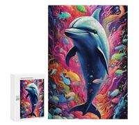 Puzzle 300 PCS pour Adolescents Colorful Dolphin Underwater Scene Puzzle pour Adultes Jeu De Réflexion, Analyse Et Logique, Idéal comme Cadeau 300 PCS