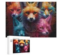 Puzzle 300 PCS pour Adolescents Colorful Foxes A Vibrant Art Collection Puzzle pour Adultes, Jouet, Décoration Murale, Améliore La Mémoire, Aide À Exercer Le Cerveau 300 PCS